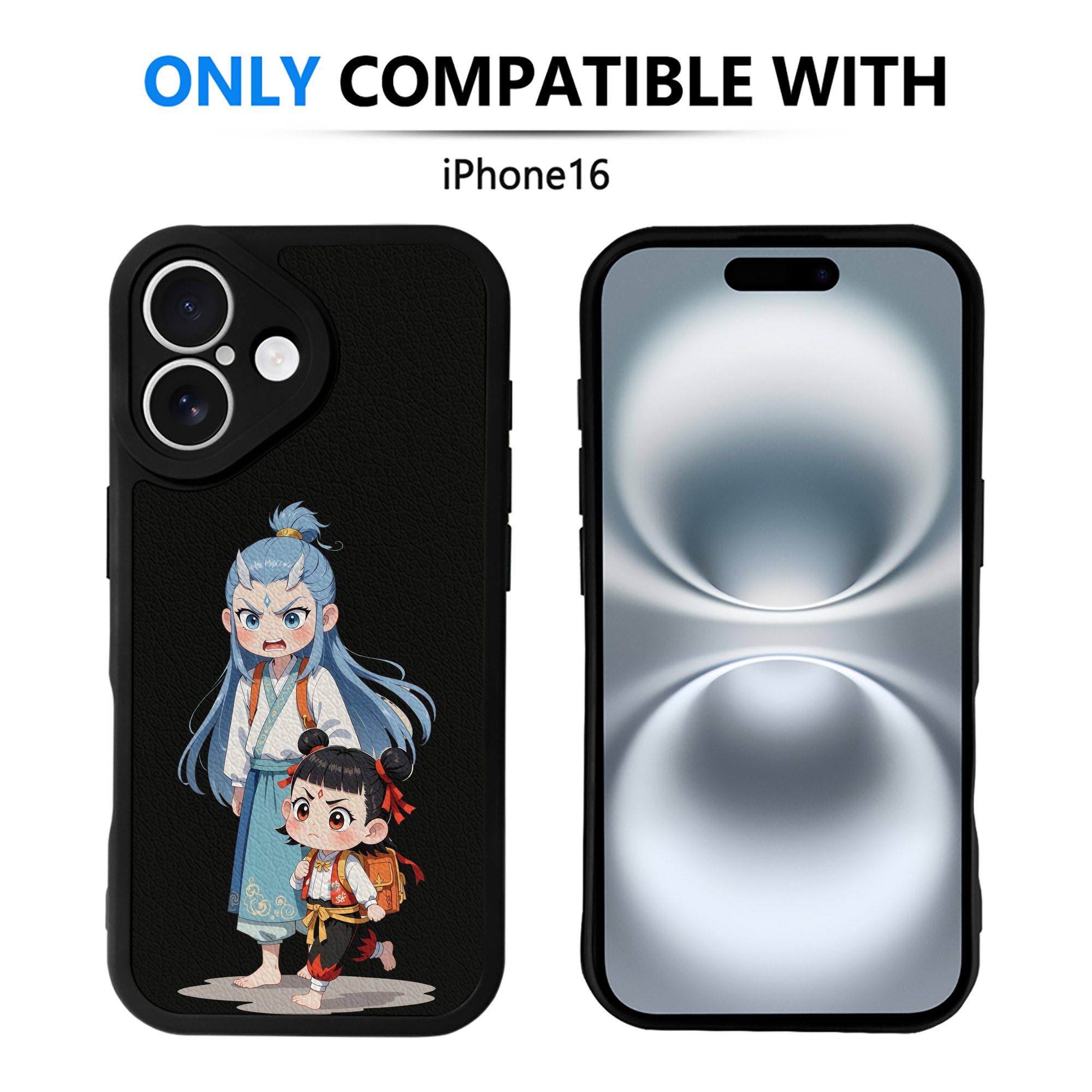 （画像用） Ne Zha 2 ナタ 魔童の大暴れ 【iPhone 16シリーズ対応】シリコンスマホケース（レザー調） 材質：シリコン
